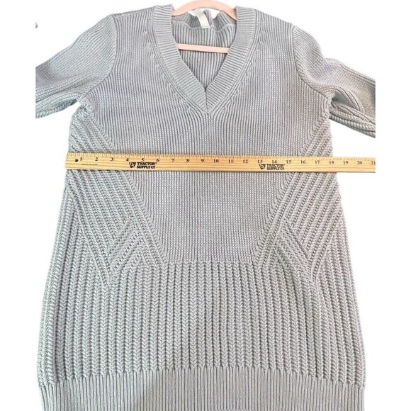 Athleta Teton V Neck Sweater‎ Women Small BLUE Heavy Knit Cotton Pullover - Picture 10 of 11